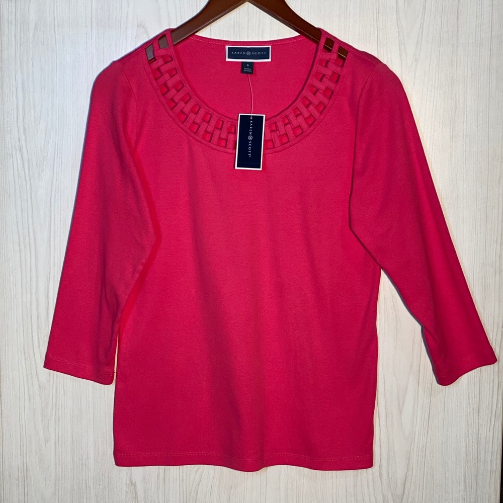 Karen Scott Cut-Out Scoop Neck Top